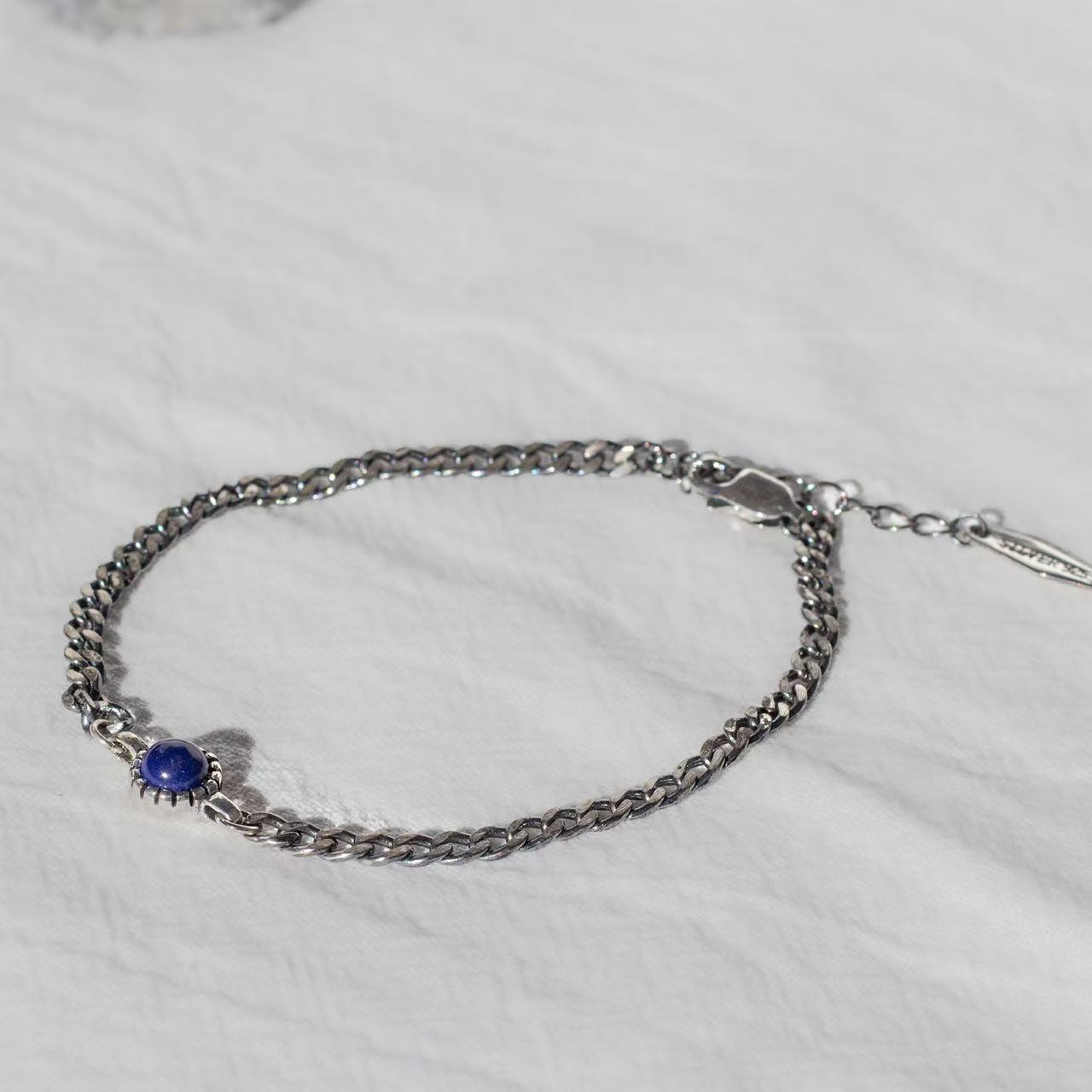 ［即日発送］SV925 Lapis Chain ブレスレット -Deep Blue-